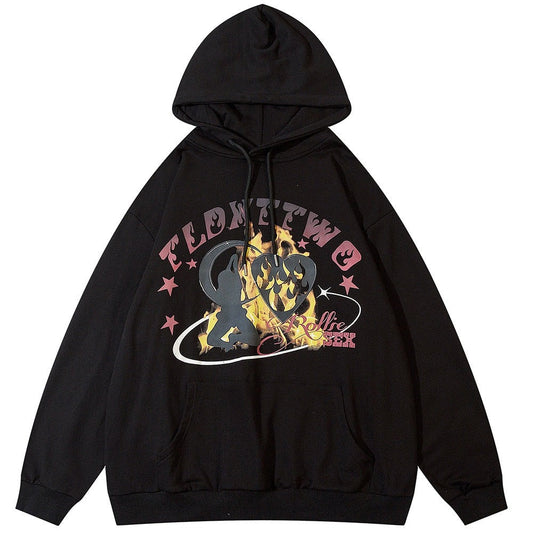 "Dance On Fire" Graphic Unisex Streetwear Vintage Women Men Y2K Hoodie