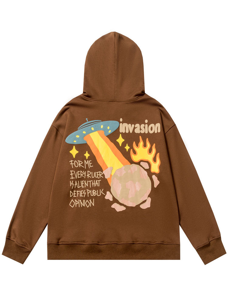 "Space Invasion" Graphic Unisex Streetwear Vintage Women Men Y2K Hoodie