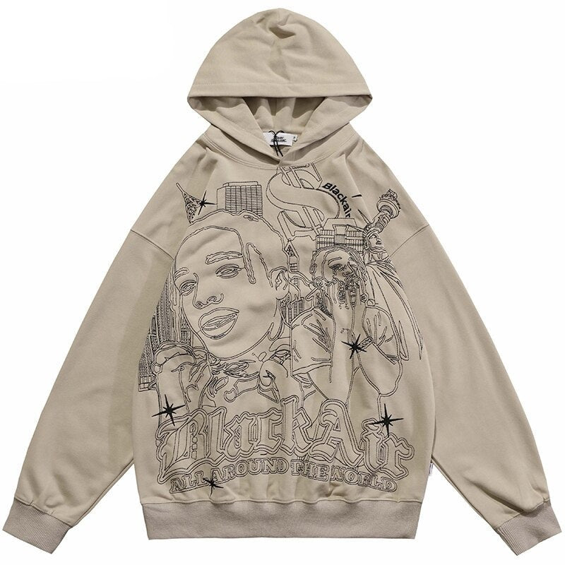 "Living In Town" Graphic Unisex Streetwear Vintage Women Men Y2K Hoodie