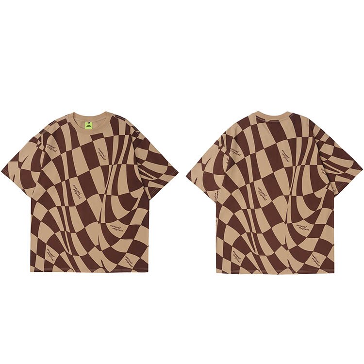 "Plaid World" Graphic Unisex Streetwear Vintage Women Men Y2K T-Shirt