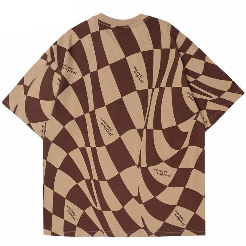 "Plaid World" Graphic Unisex Streetwear Vintage Women Men Y2K T-Shirt