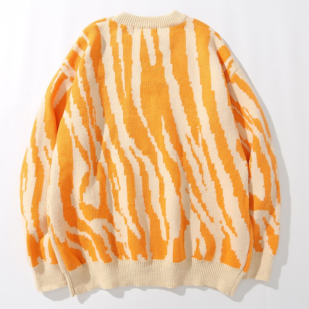 "Orange Wave" Graphic Unisex Streetwear Vintage Women Men Y2K Sweater