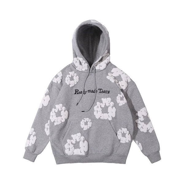 "White Flower" Graphic Unisex Streetwear Vintage Women Men Y2K Hoodie