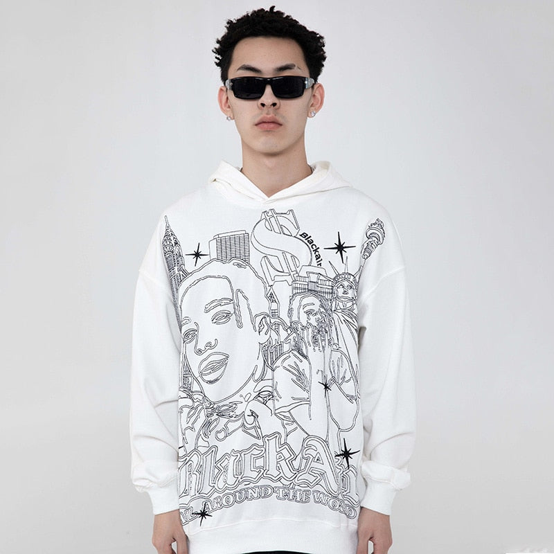 "Living In Town" Graphic Unisex Streetwear Vintage Women Men Y2K Hoodie