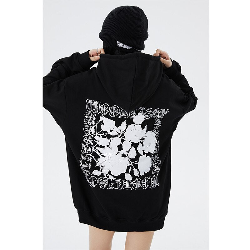 "Black Roses" Unisex Men Women Streetwear Graphic Hoodie