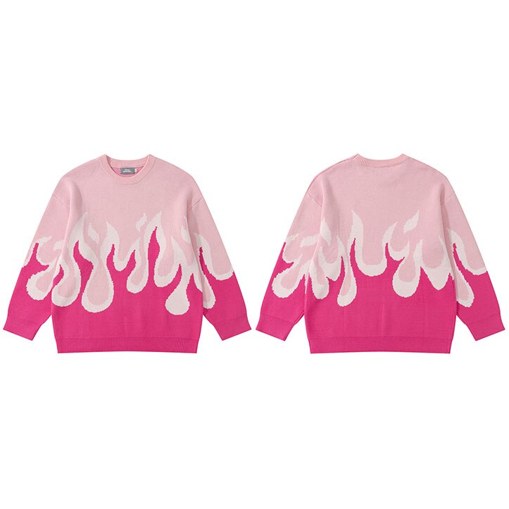"Water & Fire" Graphic Unisex Streetwear Vintage Women Men Y2K Sweater