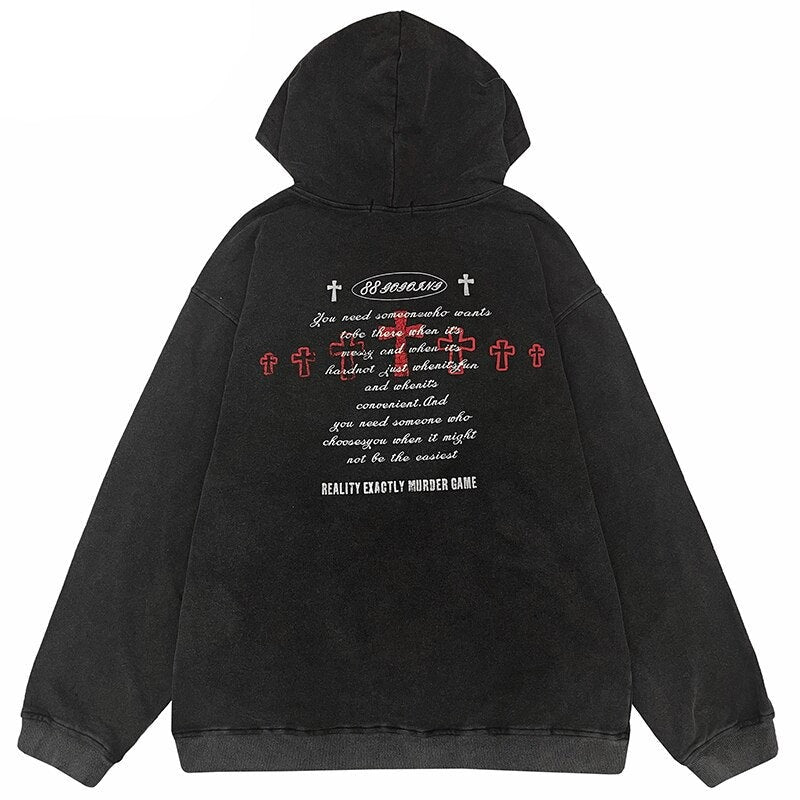 "Red Skull" Graphic Unisex Streetwear Vintage Women Men Y2K Hoodie
