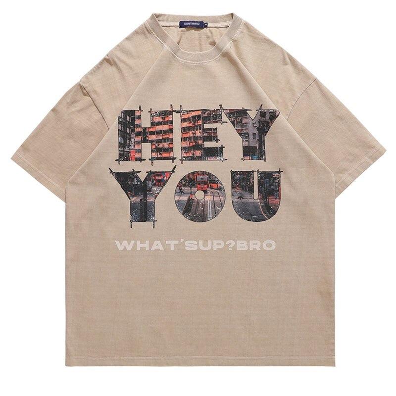 "Hey You There" Graphic Unisex Streetwear Vintage Women Men Y2K T-Shirt