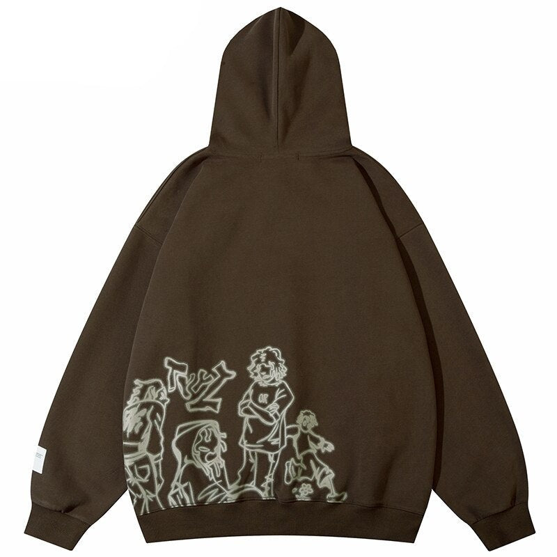 Oversized vintage hoodie with gothic and Y2K graphic design, relaxed streetwear silhouette, and retro urban aesthetic built for daily wear and layered outfits.