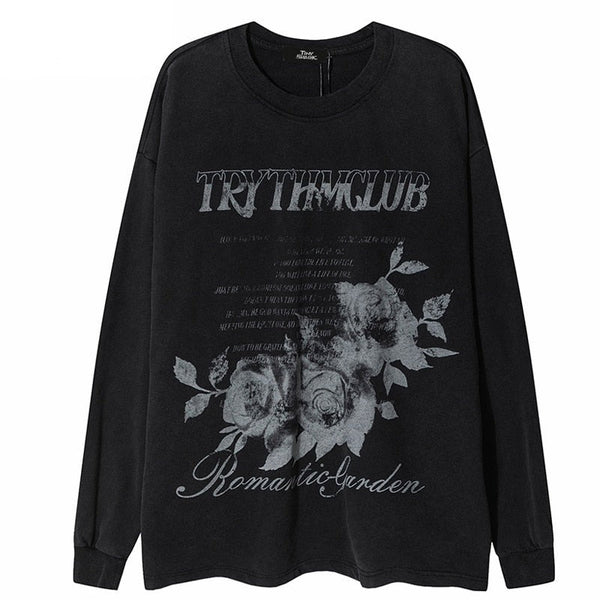 "Grey Roses" Unisex Men Women Streetwear Graphic Sweatshirt