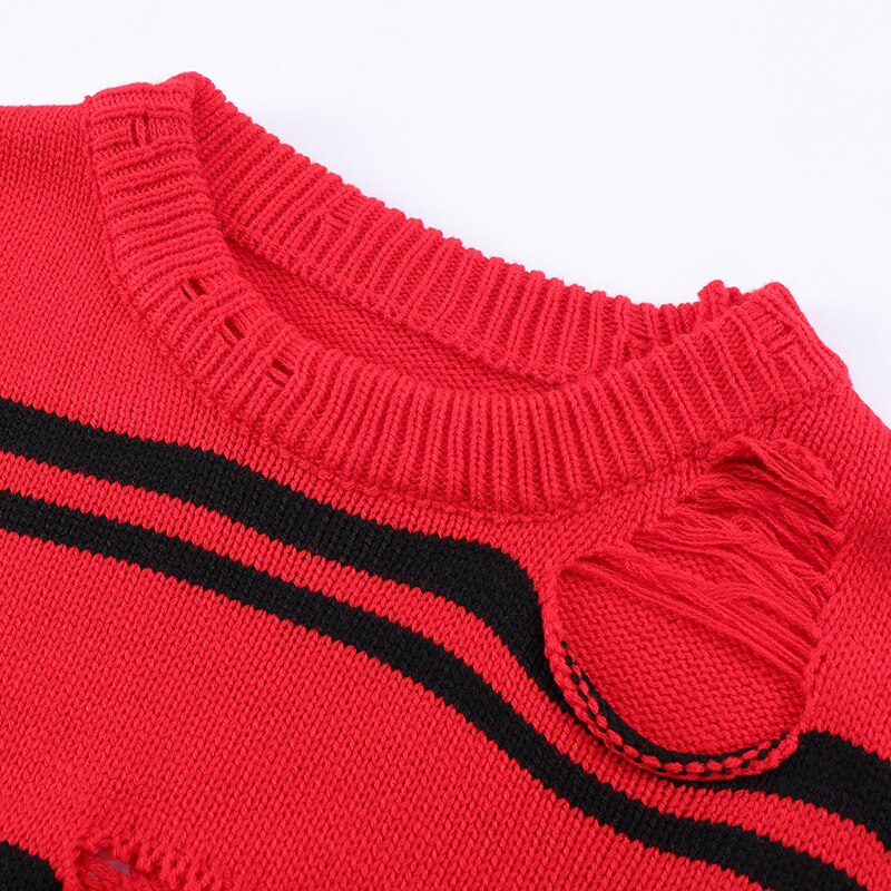 "Red Waves" Graphic Unisex Streetwear Vintage Women Men Y2K Sweater
