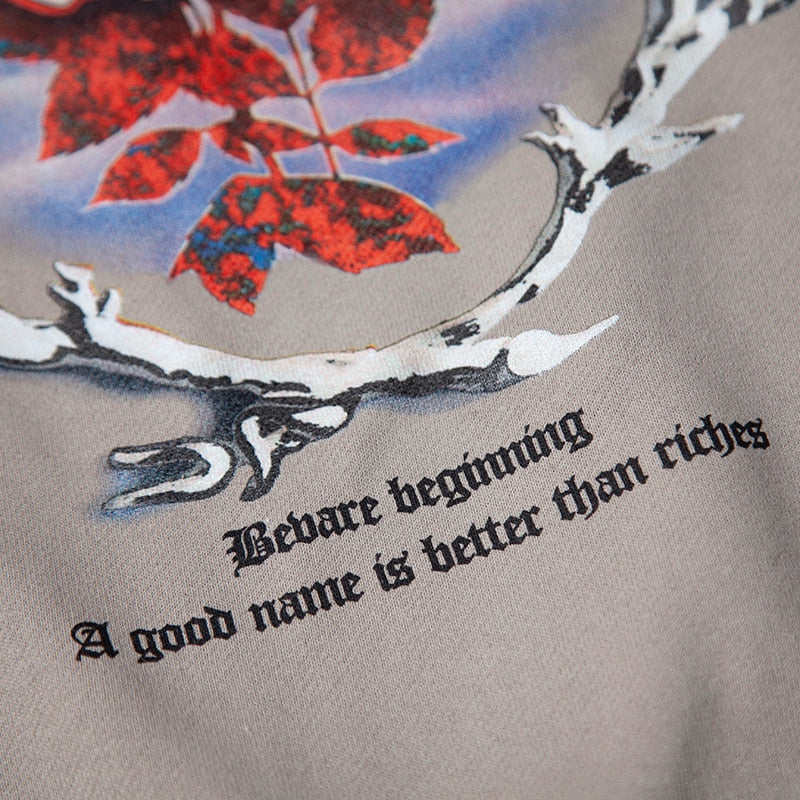 "Fallen Red Rose" Unisex Men Women Streetwear Graphic Hoodie