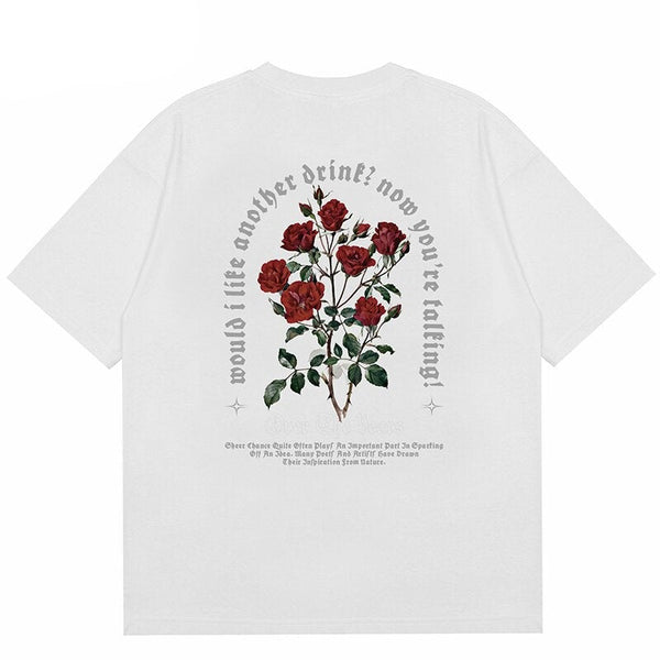 "Red Roses" Unisex Men Women Streetwear Graphic T-Shirt