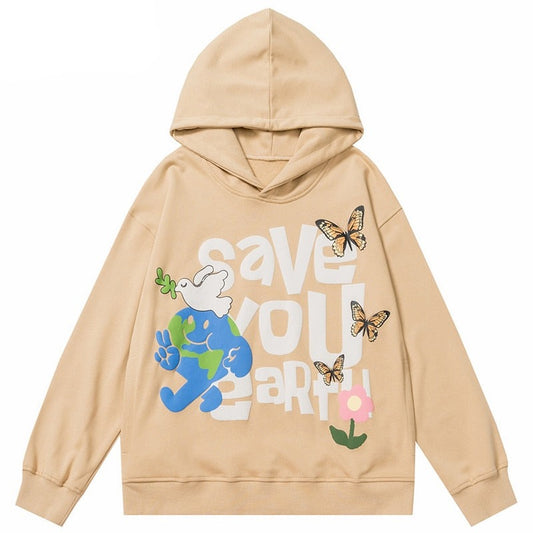 "Save The Earth" Graphic Unisex Streetwear Vintage Women Men Y2K Hoodie