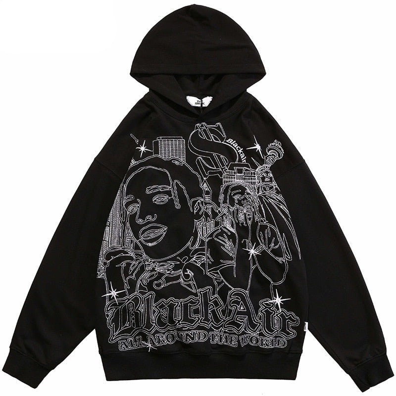 "Living In Town" Graphic Unisex Streetwear Vintage Women Men Y2K Hoodie