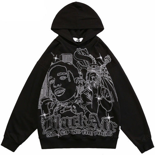 "Living In Town" Graphic Unisex Streetwear Vintage Women Men Y2K Hoodie