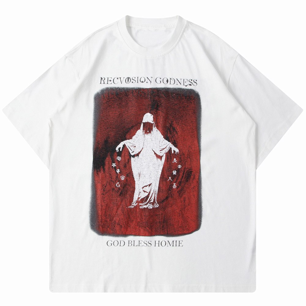 "God Bless" Graphic Unisex Streetwear Women Men Y2K T-Shirt
