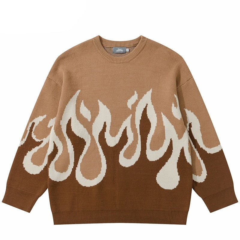 "Water & Fire" Graphic Unisex Streetwear Vintage Women Men Y2K Sweater