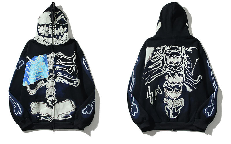 "Blue Bones" Unisex Men Women Streetwear Graphic Hoodie