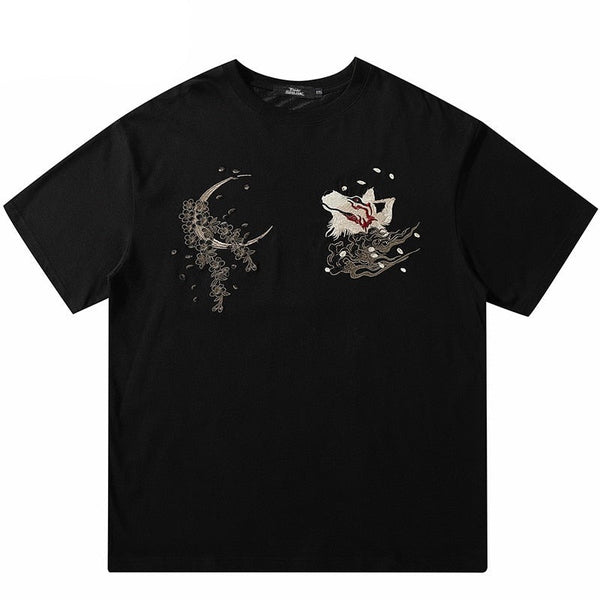 "Night Fox" Graphic Unisex Streetwear Vintage Women Men Y2K T-Shirt