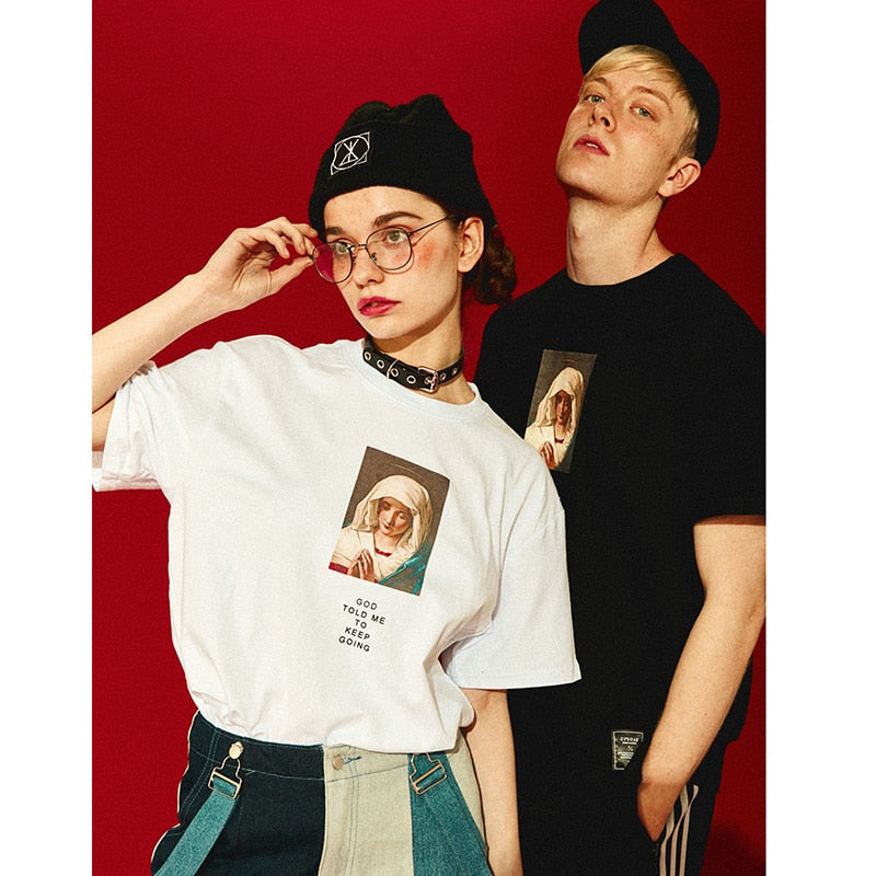 "Virgin Mary" Graphic Unisex Streetwear Vintage Women Men Y2K T-Shirt