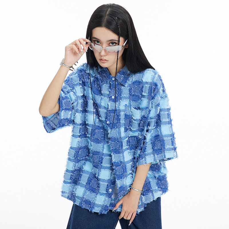 "Retro Blue" Graphic Unisex Streetwear Vintage Women Men Y2K Shirt