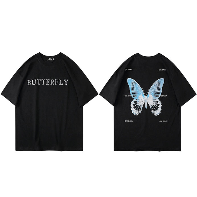 "White Butterfly" Graphic Unisex Streetwear Vintage Women Men Y2K T-Shirt
