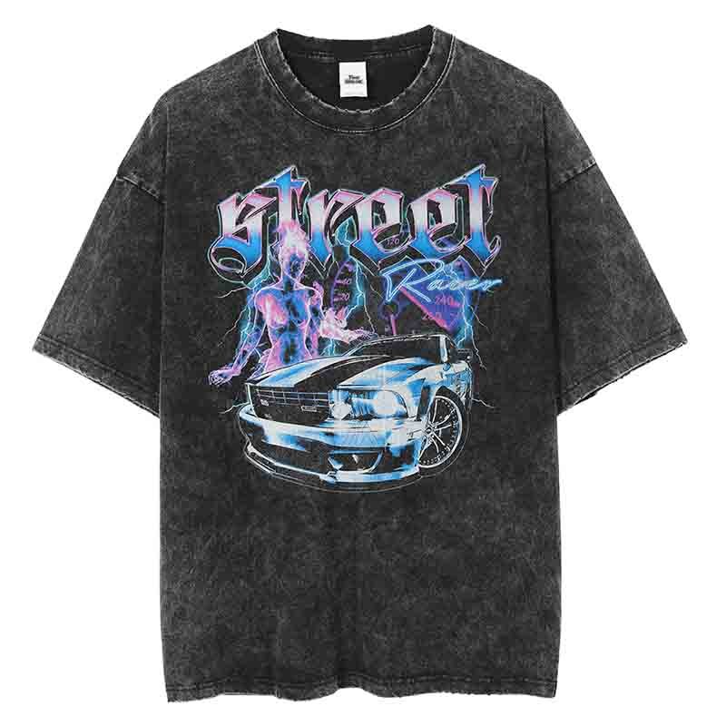 "Street Racer" Graphic Unisex Streetwear Vintage Women Men Y2K T-Shirt