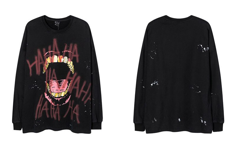 "Laughing Crazy" Graphic Unisex Streetwear Vintage Women Men Y2K Hoodie