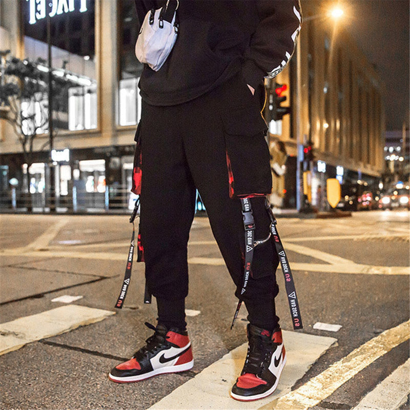 "Red Lines" Graphic Unisex Streetwear Women Men Y2K Tactical Joggers