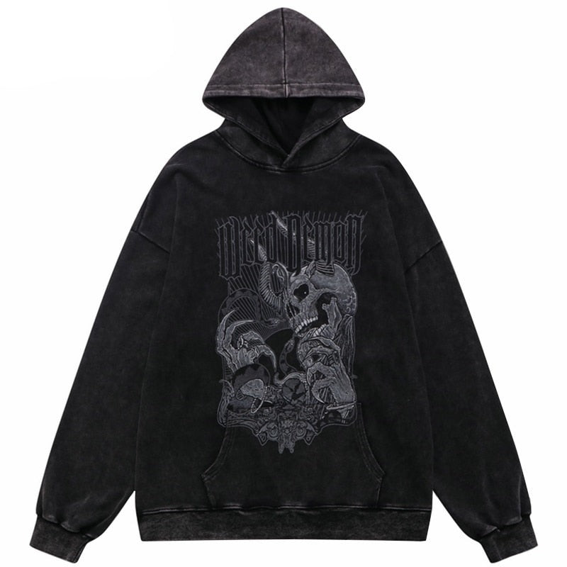 "Night Fox" Graphic Unisex Streetwear Vintage Women Men Y2K Hoodie