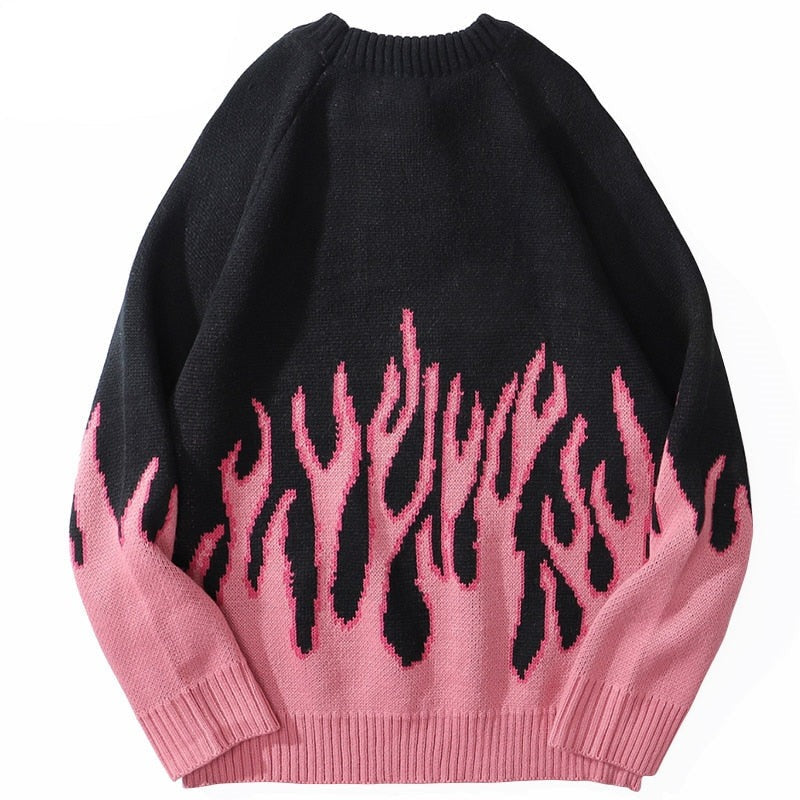 "Blue Flame" Unisex Men Women Streetwear Graphic Sweater
