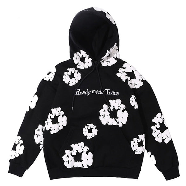 "White Flower" Graphic Unisex Streetwear Vintage Women Men Y2K Hoodie