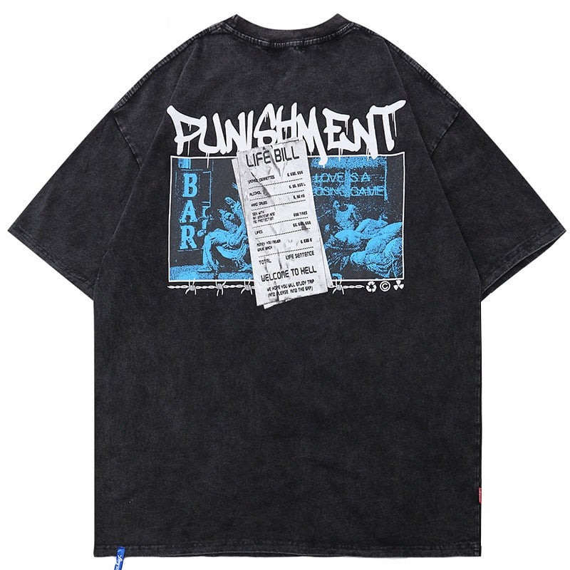 "Punishment" Graphic Unisex Streetwear Vintage Women Men Y2K T-Shirt
