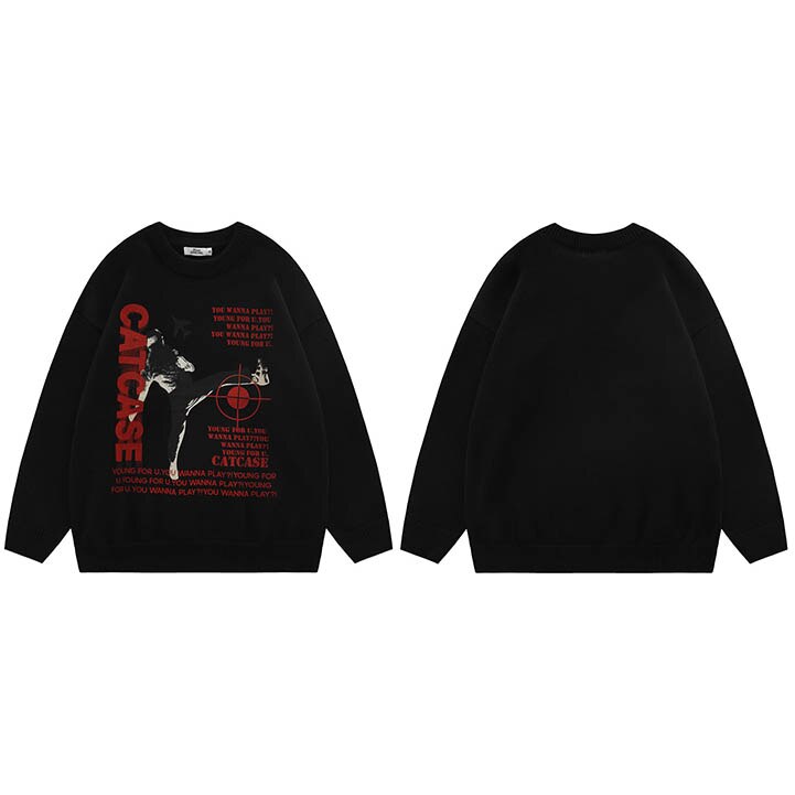 "Red Dot Sight" Graphic Unisex Streetwear Vintage Women Men Y2K Sweater