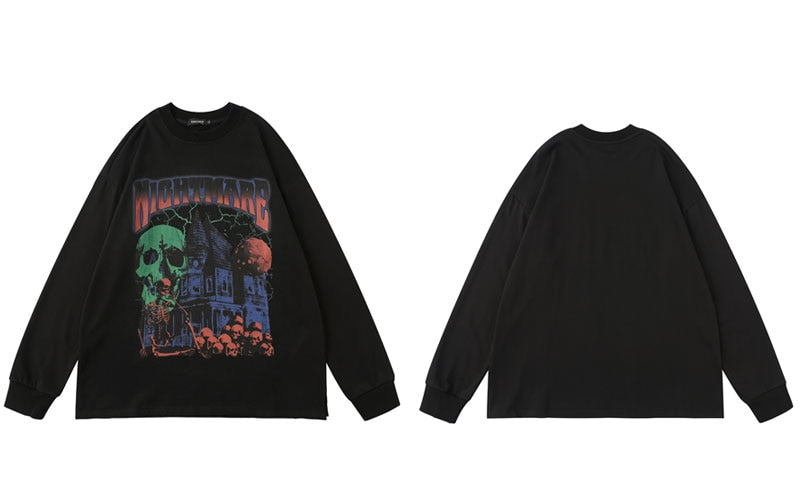 "Nightmare" Graphic Unisex Streetwear Vintage Women Men Y2K Sweatshirt