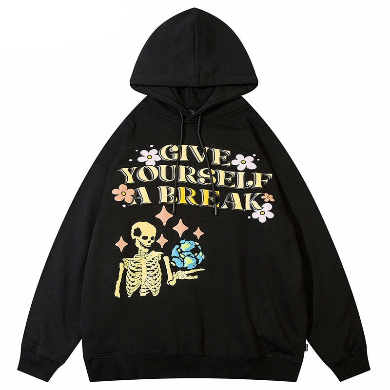 "Give Yourself Time" Graphic Unisex Streetwear Women Men Y2K Hoodie