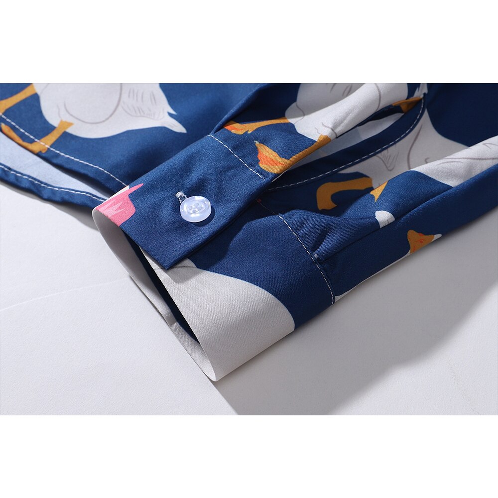 "Duckie" Unisex Men Women Streetwear Graphic Button Up Shirt