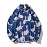 "Duckie" Unisex Men Women Streetwear Graphic Button Up Shirt