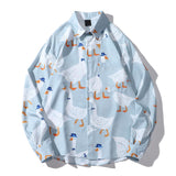 "Duckie" Unisex Men Women Streetwear Graphic Button Up Shirt